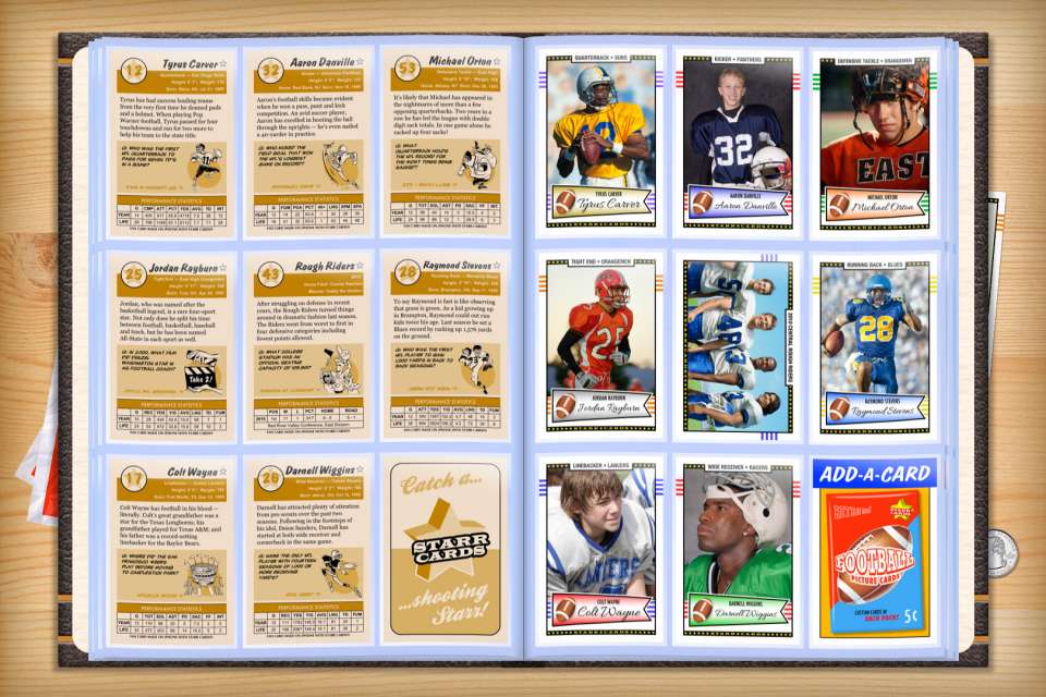 Make your own custom football cards with Starr Cards.