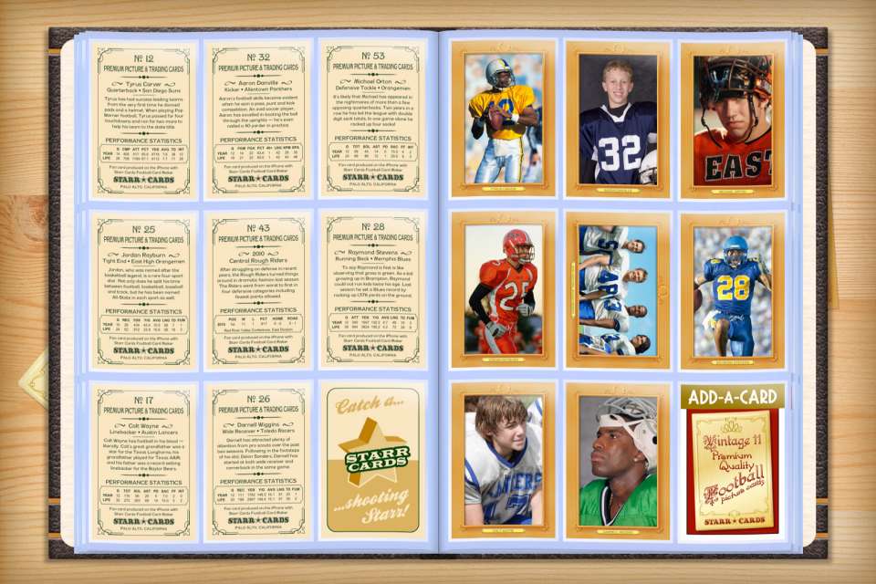 Make your own custom football cards with Starr Cards.