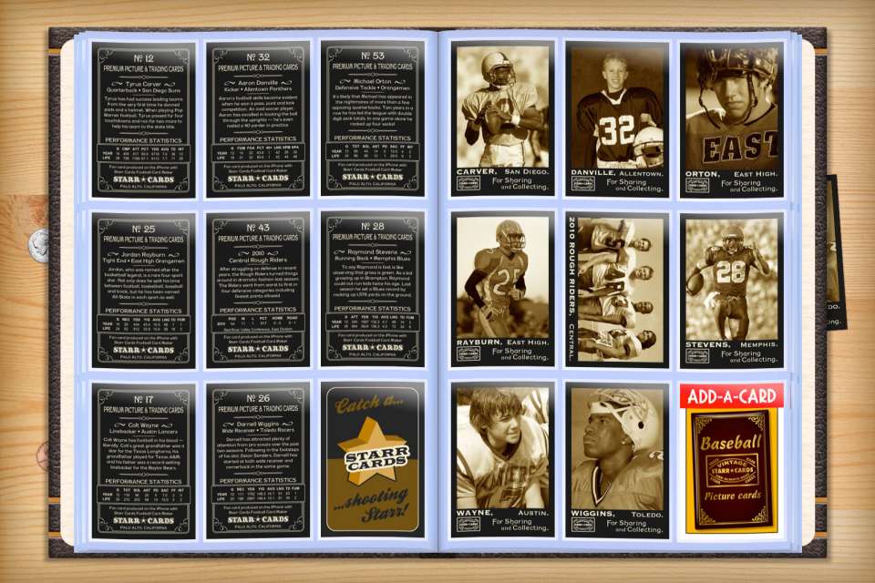 Make your own custom football cards with Starr Cards.