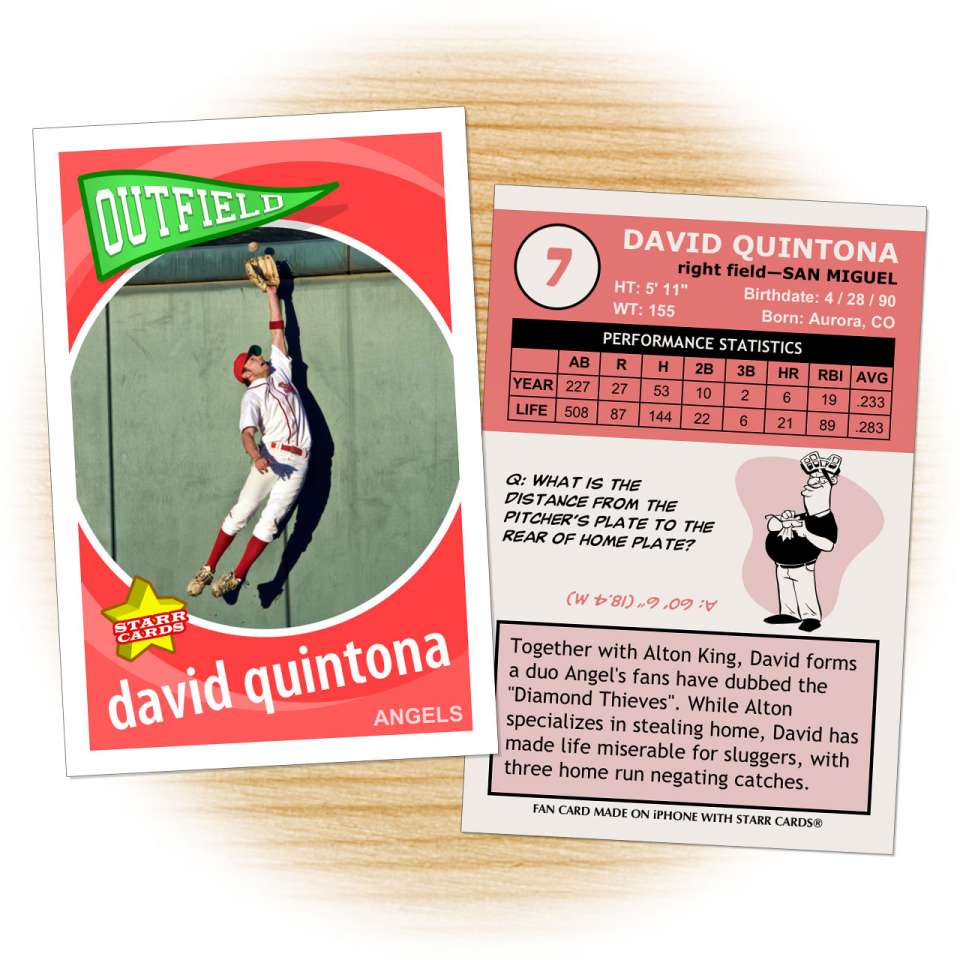 Baseball card template from Starr Cards Baseball Card Maker.