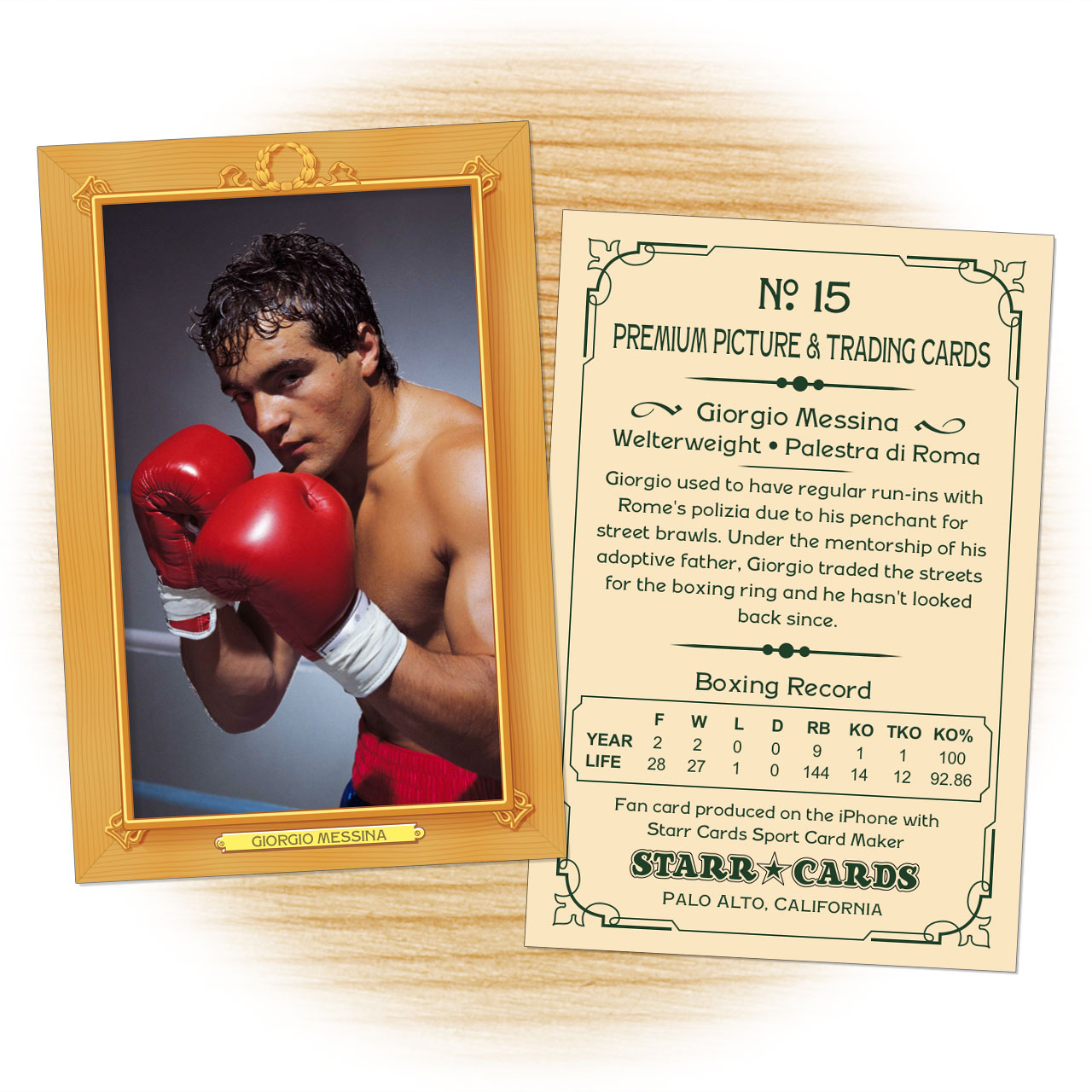 Custom Boxing Cards Vintage 11™ Series Starr Cards