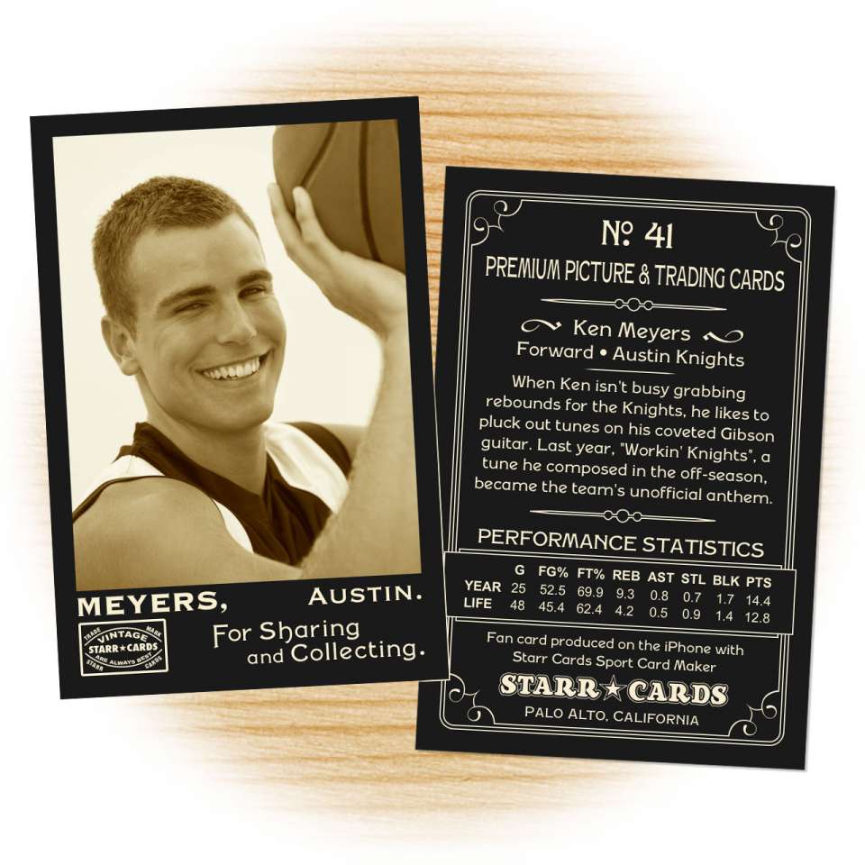 Basketball card template from Starr Cards Basketball Card Maker.